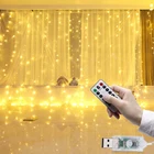 Рождественская гирлянда с подсветкой, USB-занавеска с дистанционным управлением, включает в себя украшение для дома, спальни, окна, дома, сада