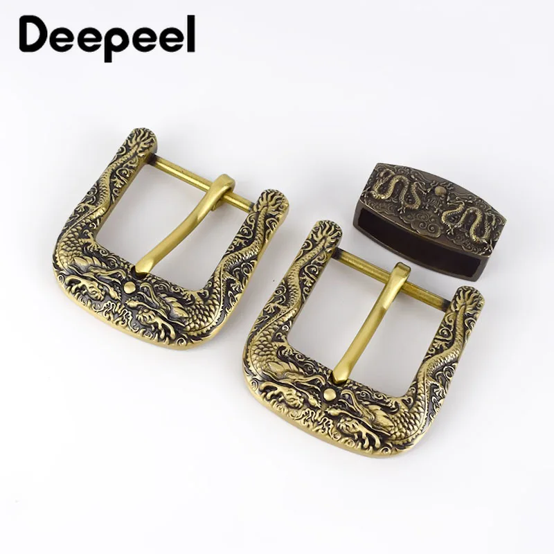 Deepeel 40 мм винтажная Пряжка из твердой латуни с драконом для ремней металлическая