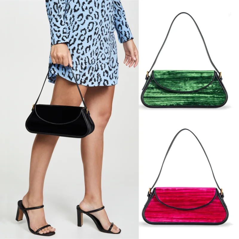 Ретро 2019 осень зима нишевый дизайн бархатная подмышка ретро кожаная сумка через