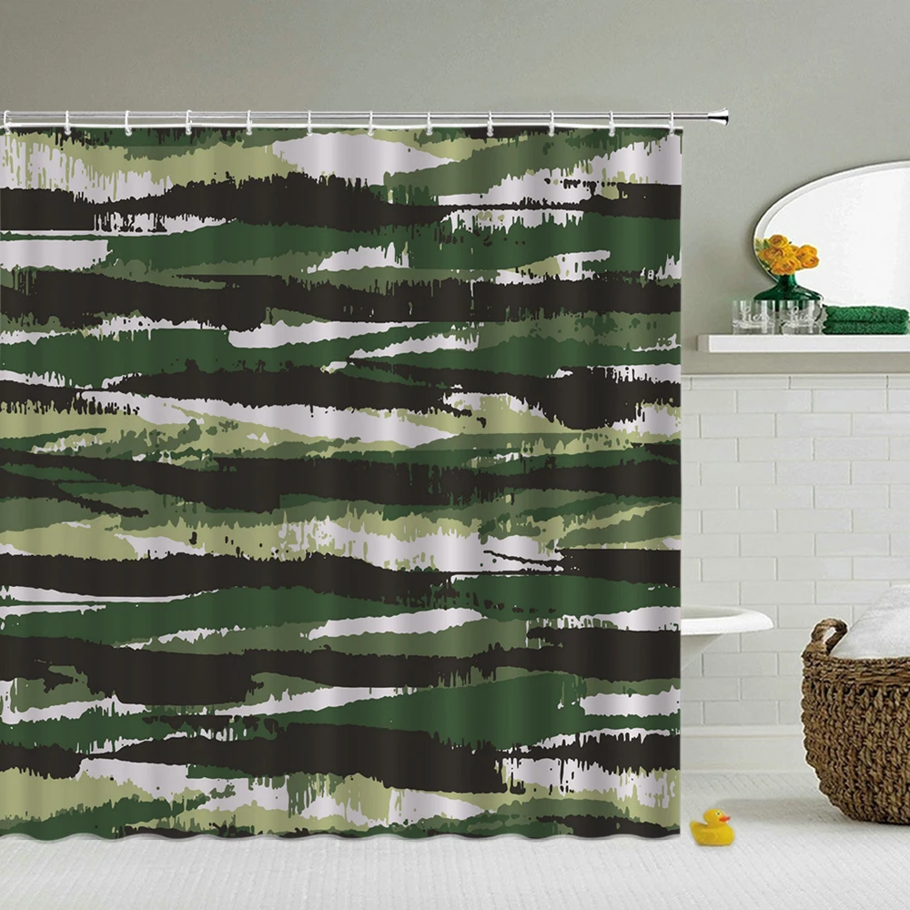 

Водонепроницаемые занавески для душа, камуфляжная занавеска для ванны, 3D занавеска для ванной из полиэстера с крючком, экран для ванны 180*180 ...