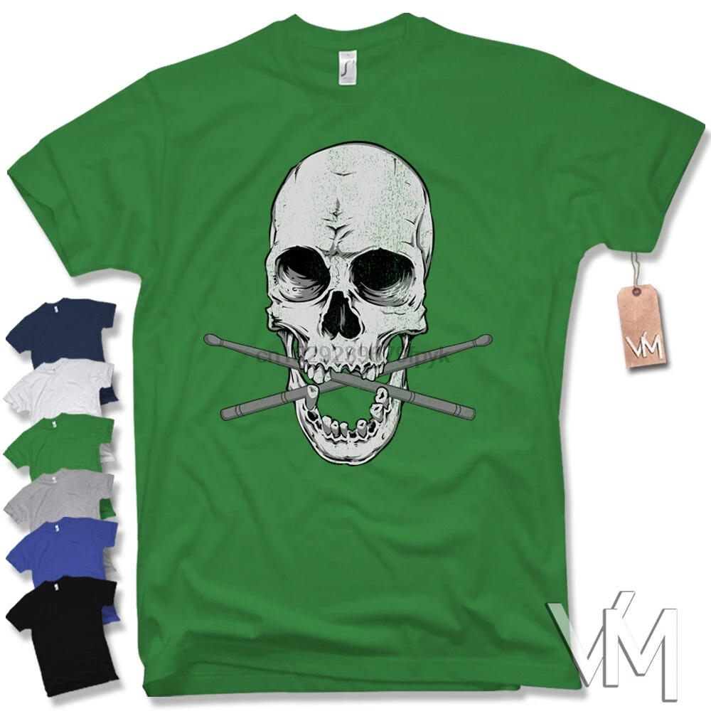 Барабанная футболка с черепом музыкальные барабанные палочки череп культовый