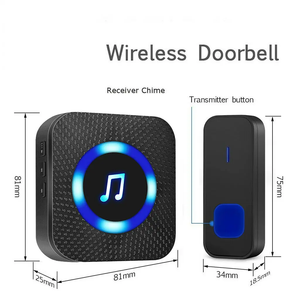 

SAMTIAN Waterproof Door Bell 1000ft LED Wireless Chime Doorbell Outdoor Welcome Door Bell Home Security Smart Doorbells