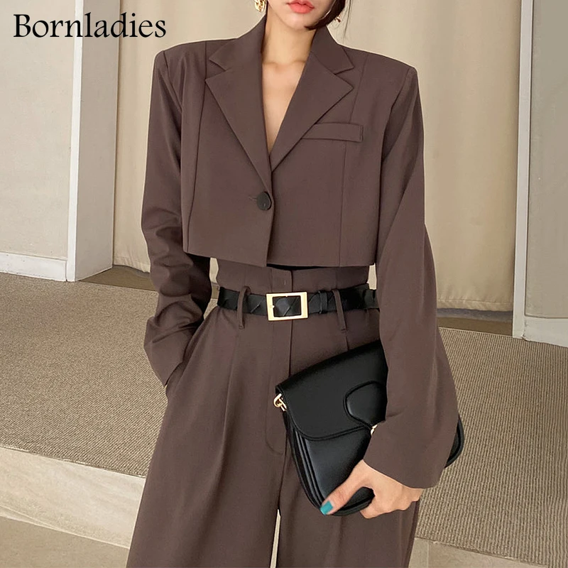 Женский офисный костюм Bornladies винтажный комплект из двух предметов короткий