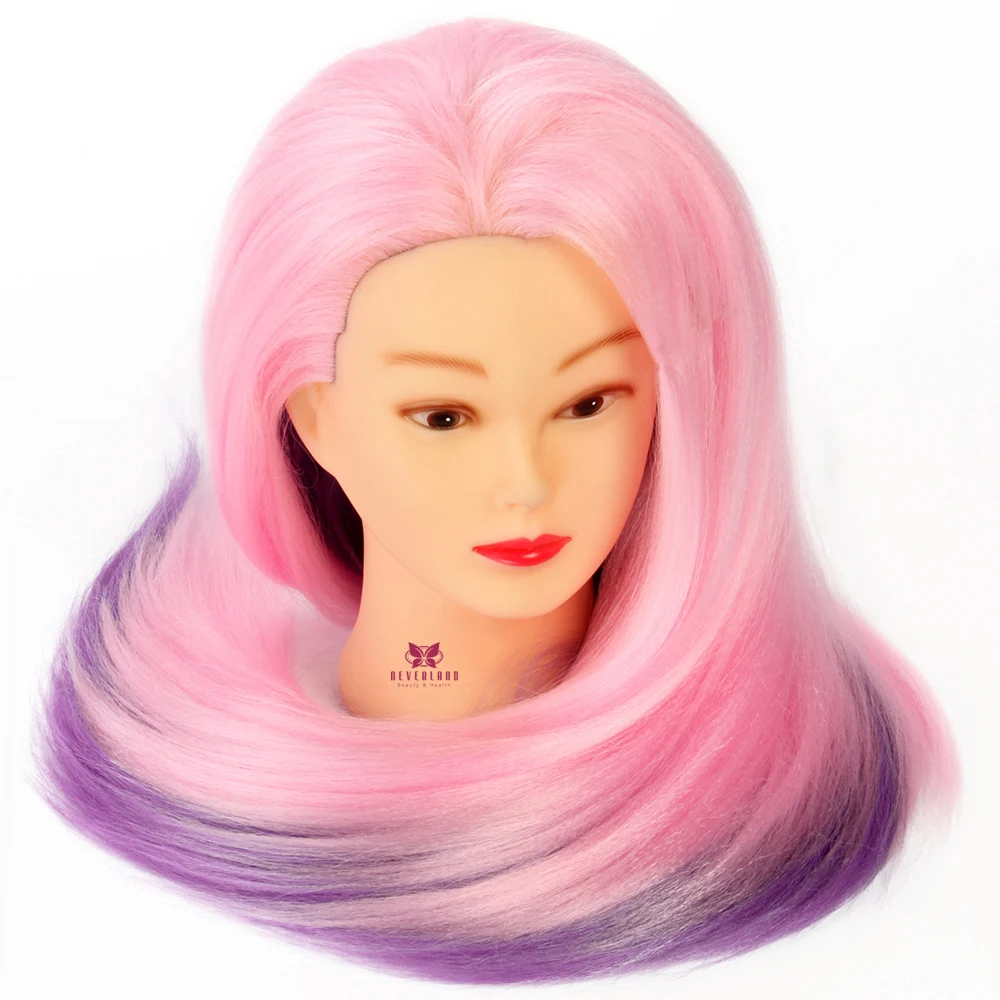 24 ''парикмахерские радужные розовые волосы голова манекена для косметологии