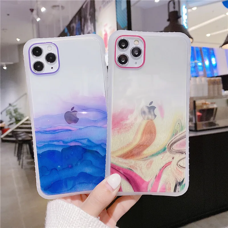 Роскошный блестящий чехол с мраморной текстурой для iphone 11 Pro Max XR X XS Msx 7 8 plus SE 2 2020