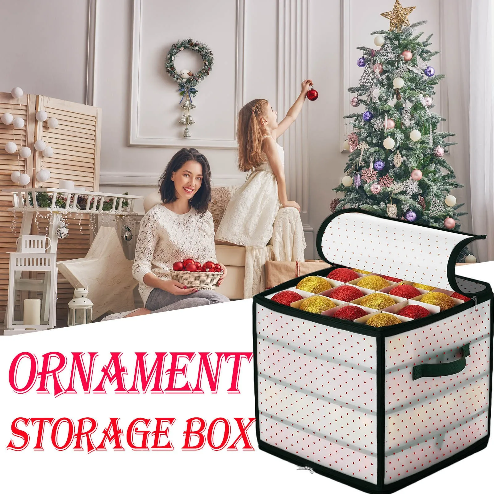 

64 Baubles Storage Box Home storage box with compartment Xmas Tree Decoration Organizer Baubles Decor Bag Bauble Storage Divider