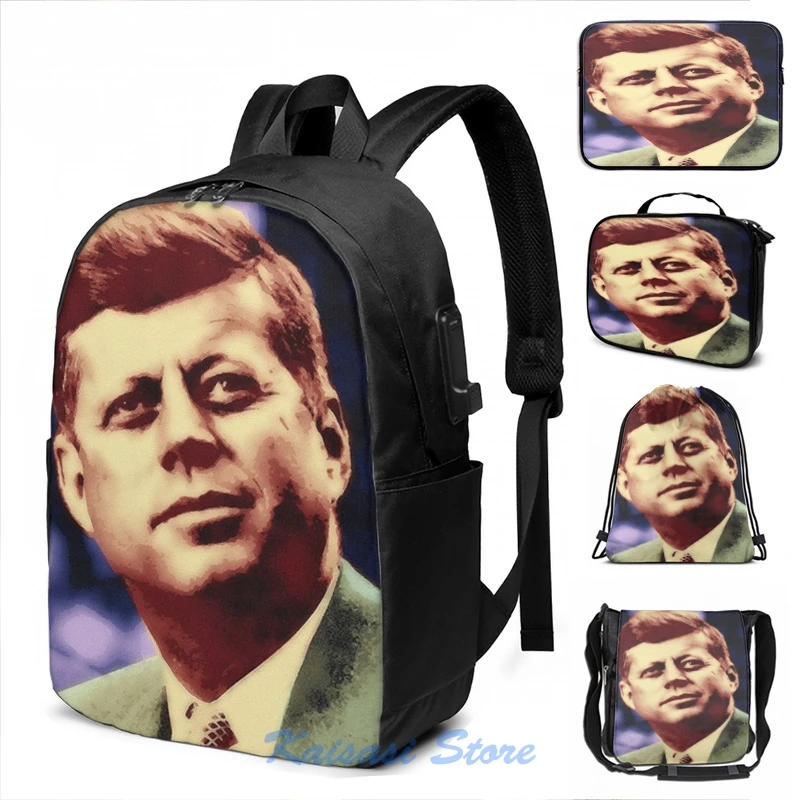 Забавный рюкзак JFK с графическим принтом и USB зарядкой мужские школьные сумки