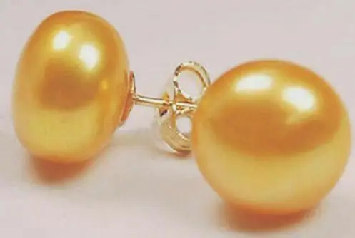 

New Favorite Pearl Earrings Perfect 11mm Gold Freshwater Pearls S925 Gold Color Silver Stud Earring Fine Jewelry For Women