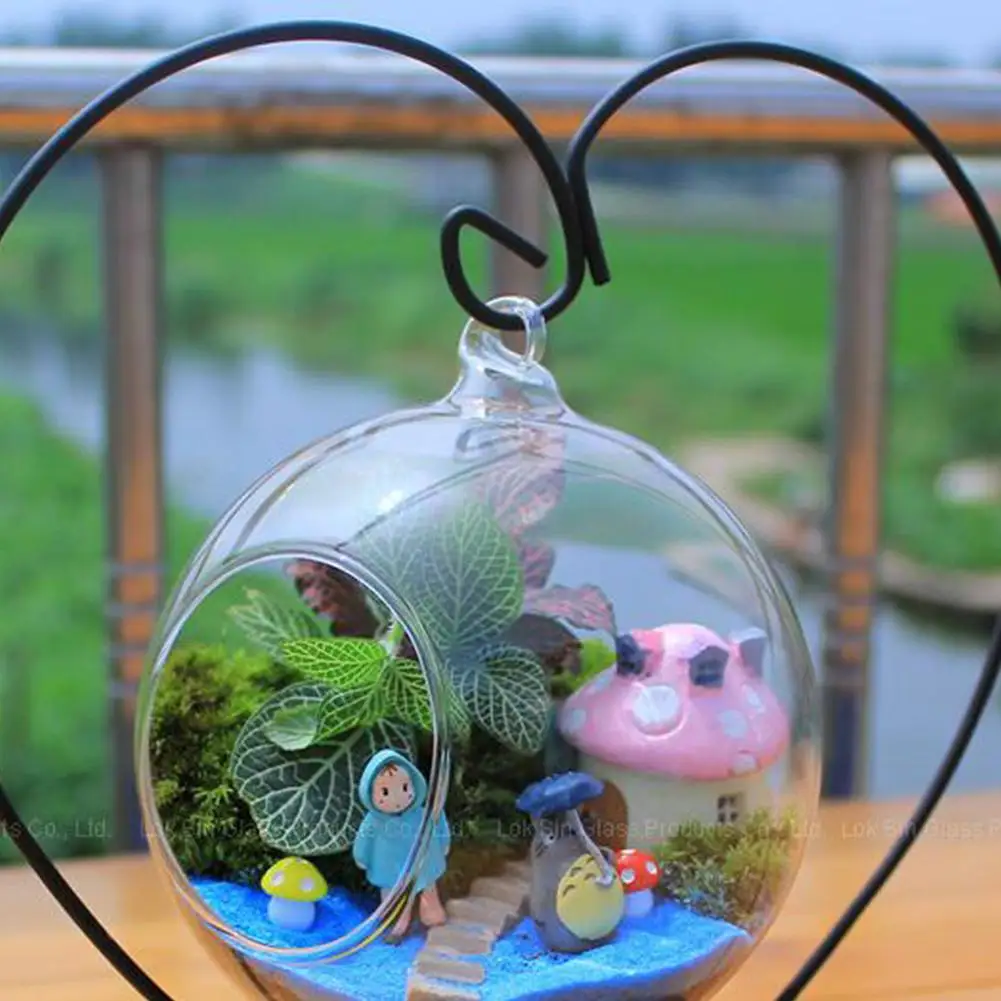 Стильная железная черная стойка в форме сердца стеклянный гриб для дома ваза