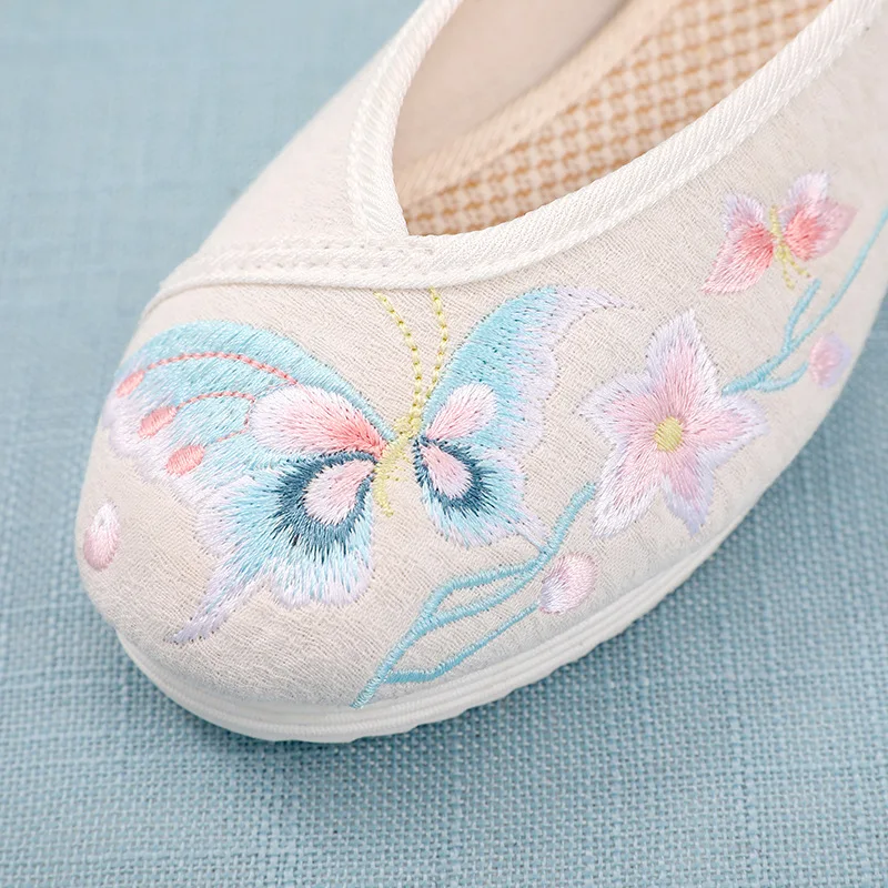 Женская обувь на плоской подошве Красивая Искусственная Hanfu балетки с ремешком