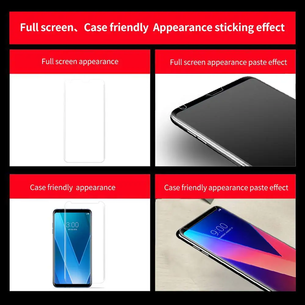 20D изогнутые УФ жидкое Полный Клей закаленное Стекло чехол для LG V30 V40 пленка с