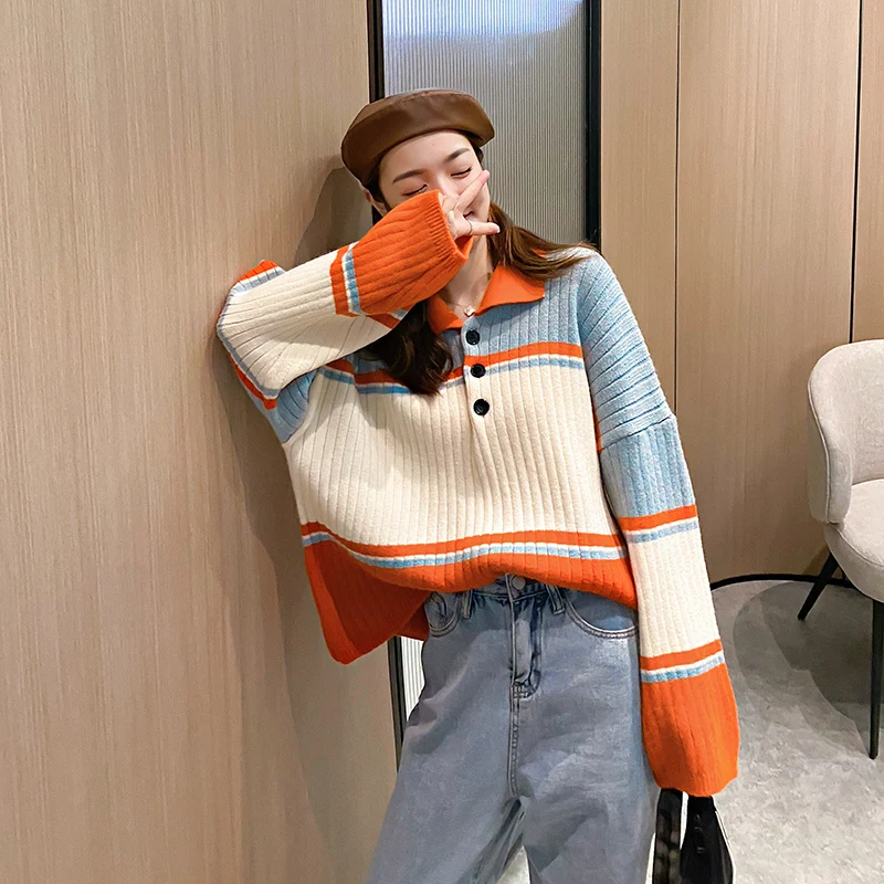 

Свитер женский осенний, красный, вязаный, в стиле ретро