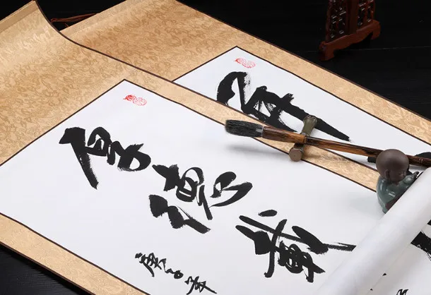 012 Chinese calligraphy Pure handwritten inspirational hanging painting works Xuan paper scroll | Дом и сад