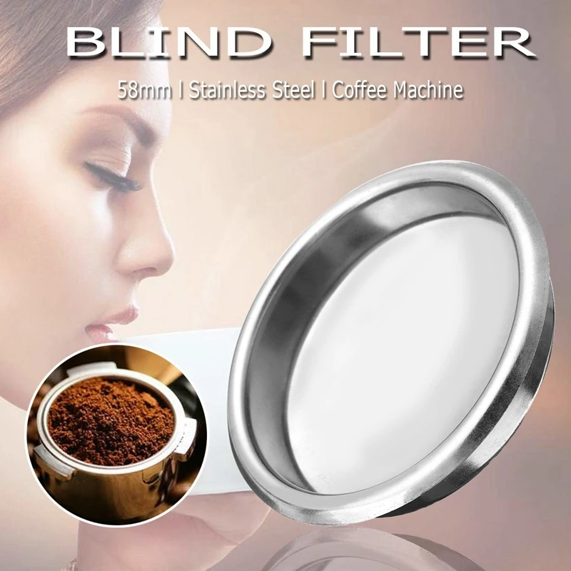 

58Mm Coffee Machine Blank Filter/Stainless Steel Backwash Cleaning Blind Bowl Coffee Machine Accessories