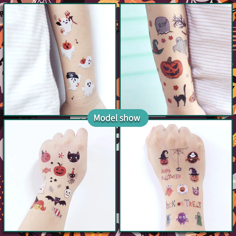 Детская тату-наклейка на Хэллоуин для мальчиков и девочек водостойкая