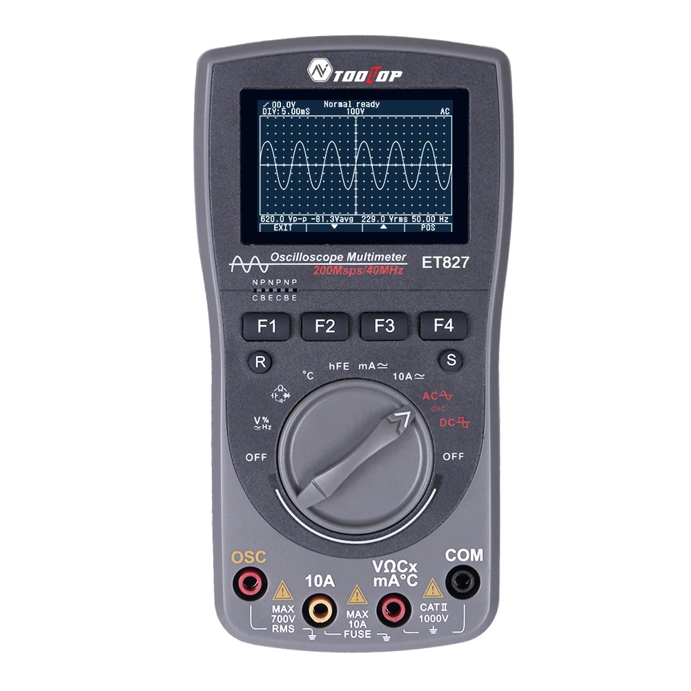 

ET827 Handheld Multimeter Tester 40MHz Digital Oscilloscope Durable Battery Powered 200Msps 2 In 1 Measurement Tools Intelligent