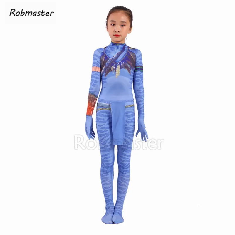 Детский костюм для косплея Аватара 2 с хвостом мальчиков и девочек комбинезон