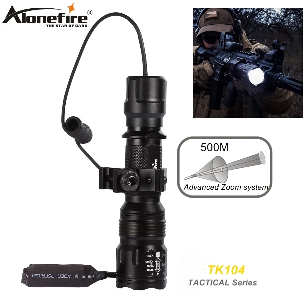 Фото Alonefire TK104 XM L2 светодиодный зум Профессиональный тактический фонарик для