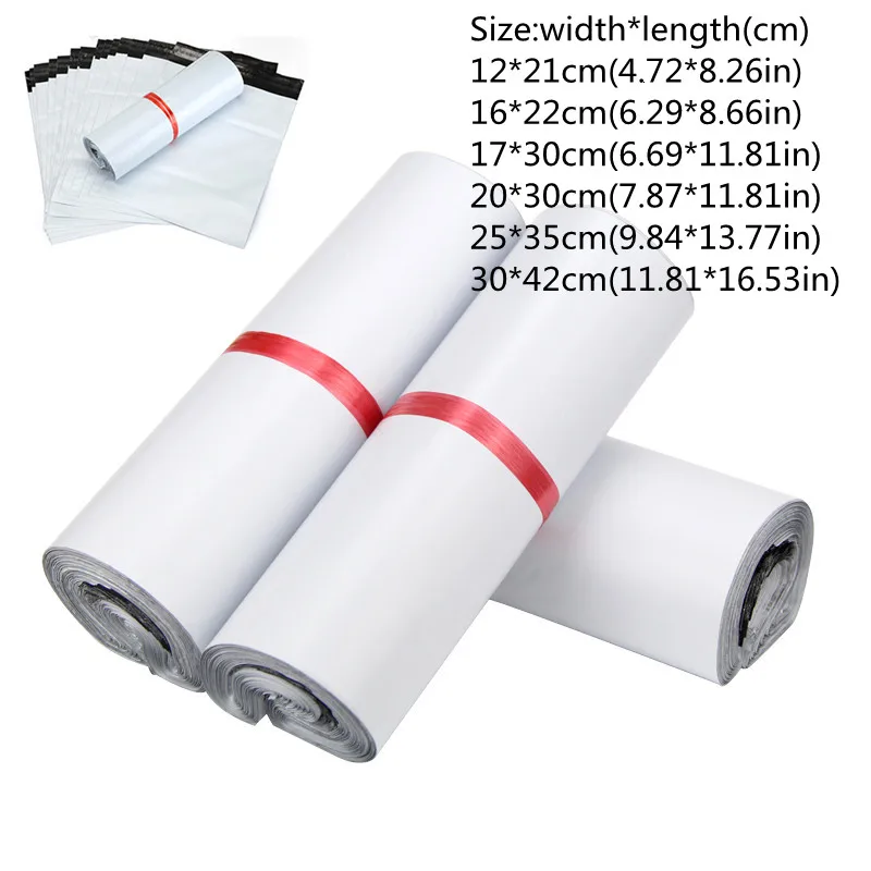 25Pcs Waterproof Clothing Package Bag Self-seal Adhesive Post Mailing Envelope Pouches White Plastic Storage Express Bags