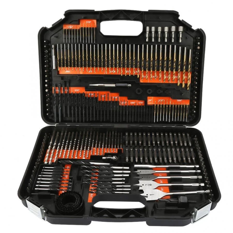 

Multifunctional combined drill bit kit, metal and wood drill bit kit, bla plastic box, 246 pieces.