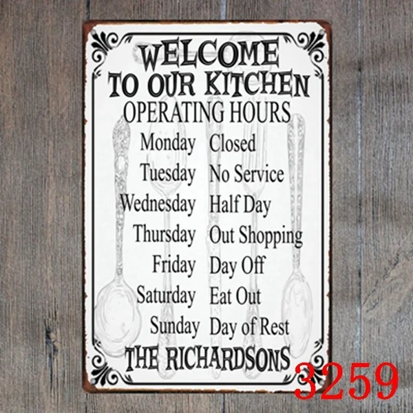 

Добро пожаловать на нашу кухню металлический жестяной знак 20*30 см Наклейка Декор Бар Паб домашний винтажный Ретро плакат