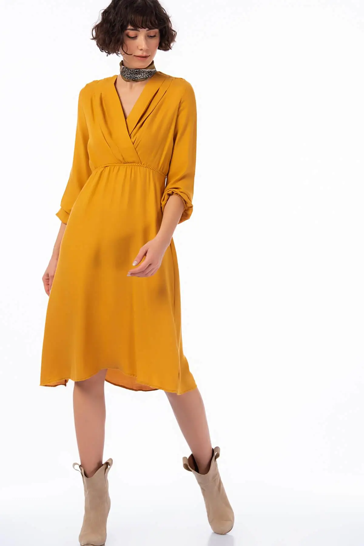 Хлопковое настроение женский горчичный шерстяной вискозный подтягивающий Beli