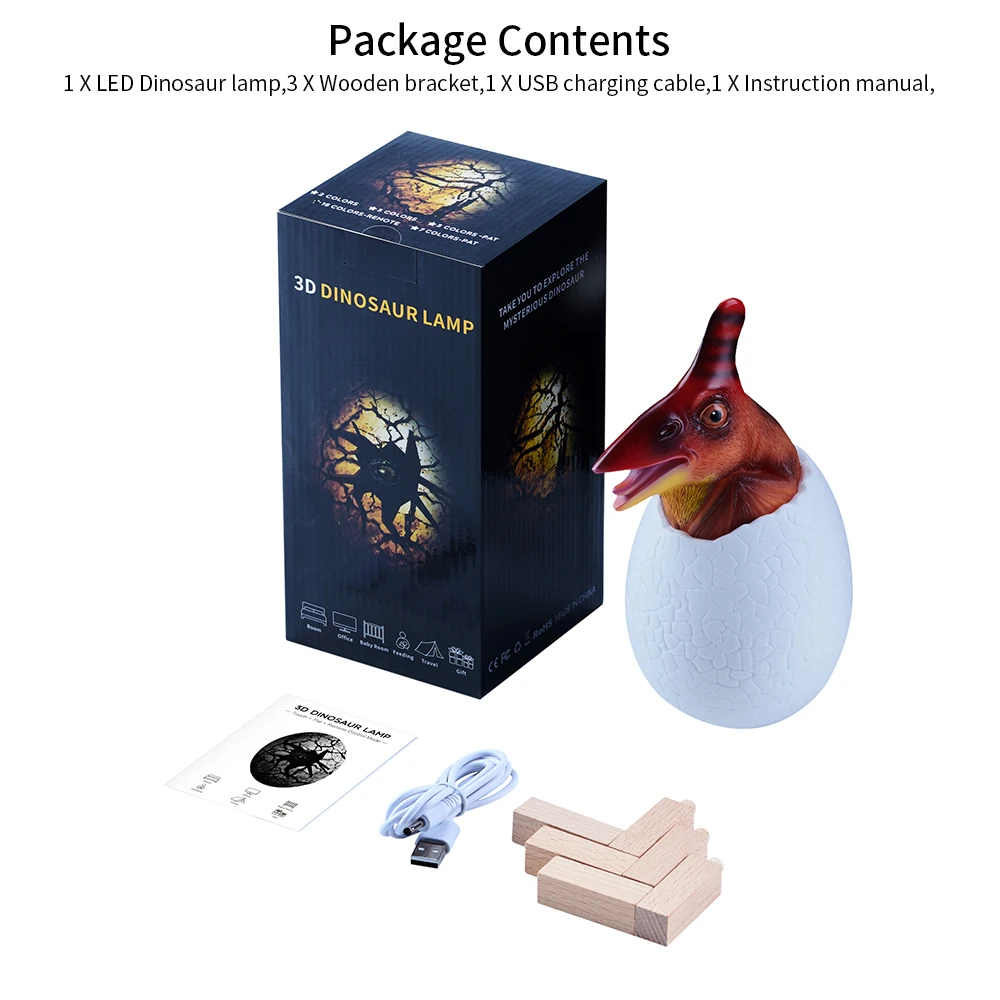 3 colors E1 Динозавр яйцо 3D ночной Светильник USB перезаряжаемое устройство управления лампа 16 цветов изменить пульт дистанционного управления Светодиодный светильник детский подарок домашняя настольная лампа - Испускаемый цвет: 3 colors E1