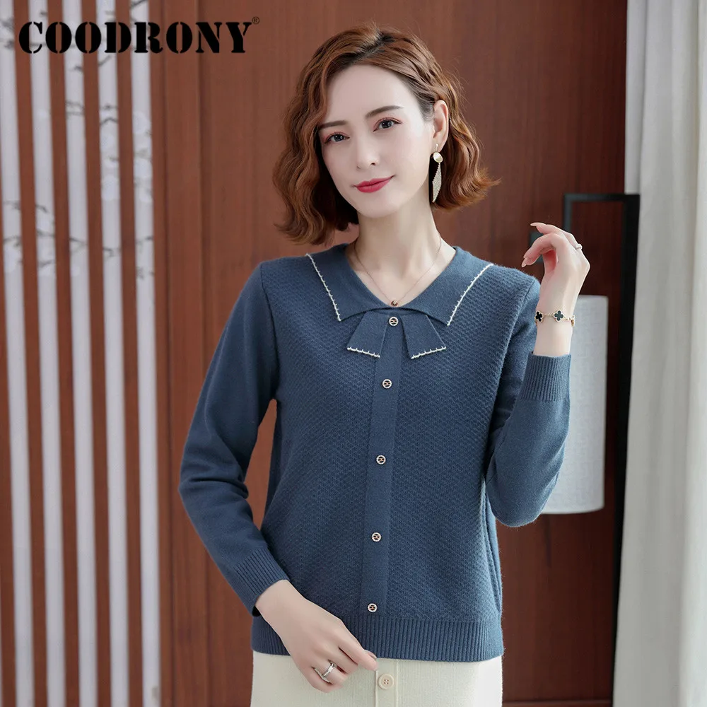 

COODRONY Brand Elegant Casual Fashion Slim Solid Color Pullover For Women Autumn Winter Knitted Ladies Soft Office Sweater W1476