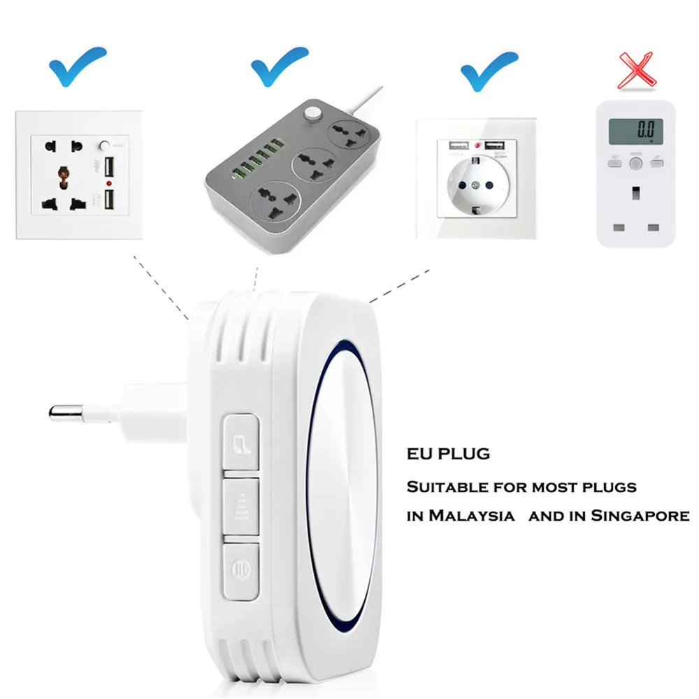 SMATRUL автономный беспроводной дверной звонок chime call night light no батарея разъем ЕС waterproof 150 M