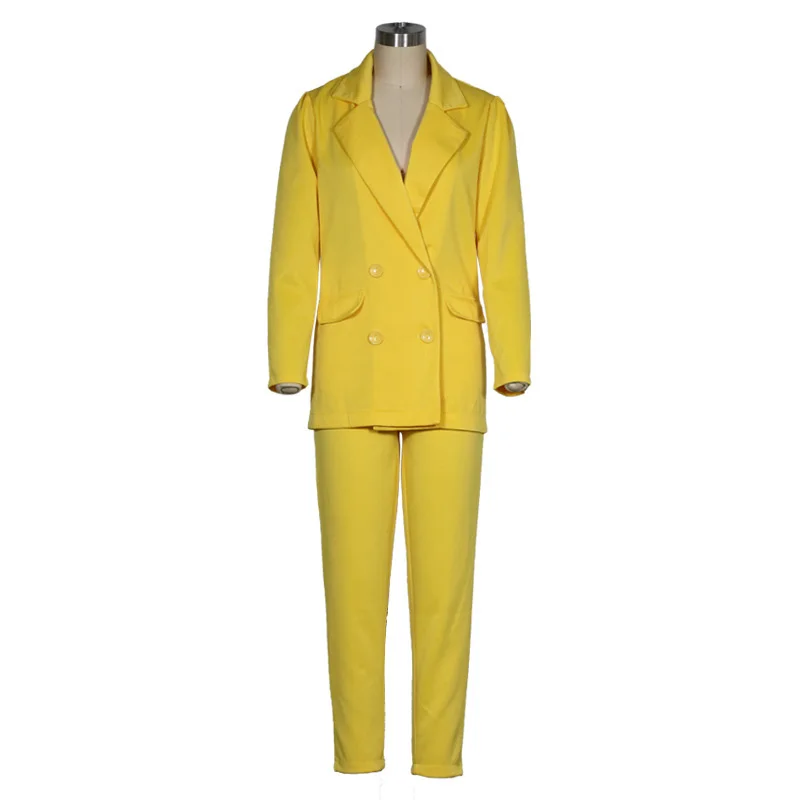 

Spring Autumn Two Piece Set Women Blazer Double Coat Jacket Tops And Pencil Pants Office Lady Fashion Slim Elegant Suit