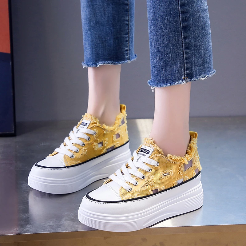 

Sneakers Women Shoes Hollow Out Female Vulcanized Shoes 2021 Casual Height Increasing Platform Sneakers Women Zapatillas Mujer