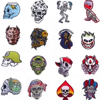pulaqi patches on clothes punk skull patch clothing patches diy iron on embroidered applique on backpack stickers sewing badge