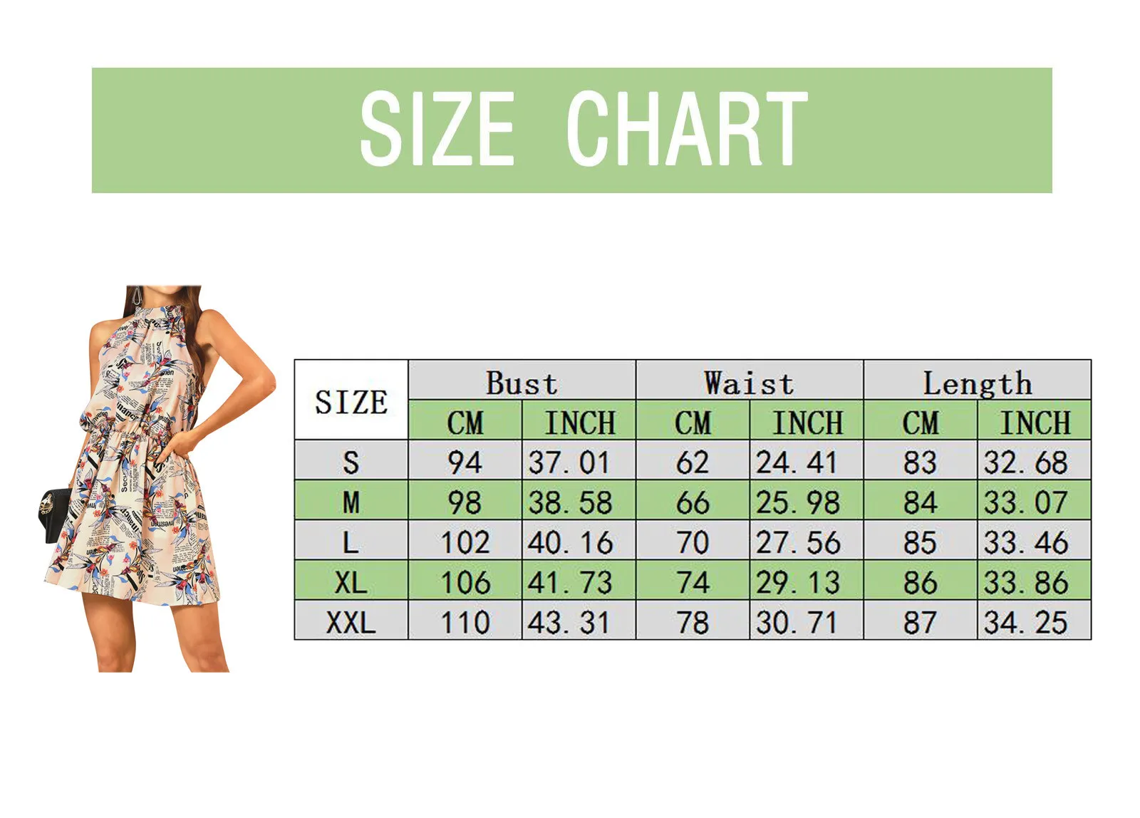 

Women's Fashion Sleeveless Print Hang Neck Casual Knee-length Dress For Women Robe Femme 2021