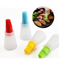 1pc portable silicone oil bottle with brush grill oil brushes with cover liquid oil pastry kitchen bake bbq brush kitchen tools