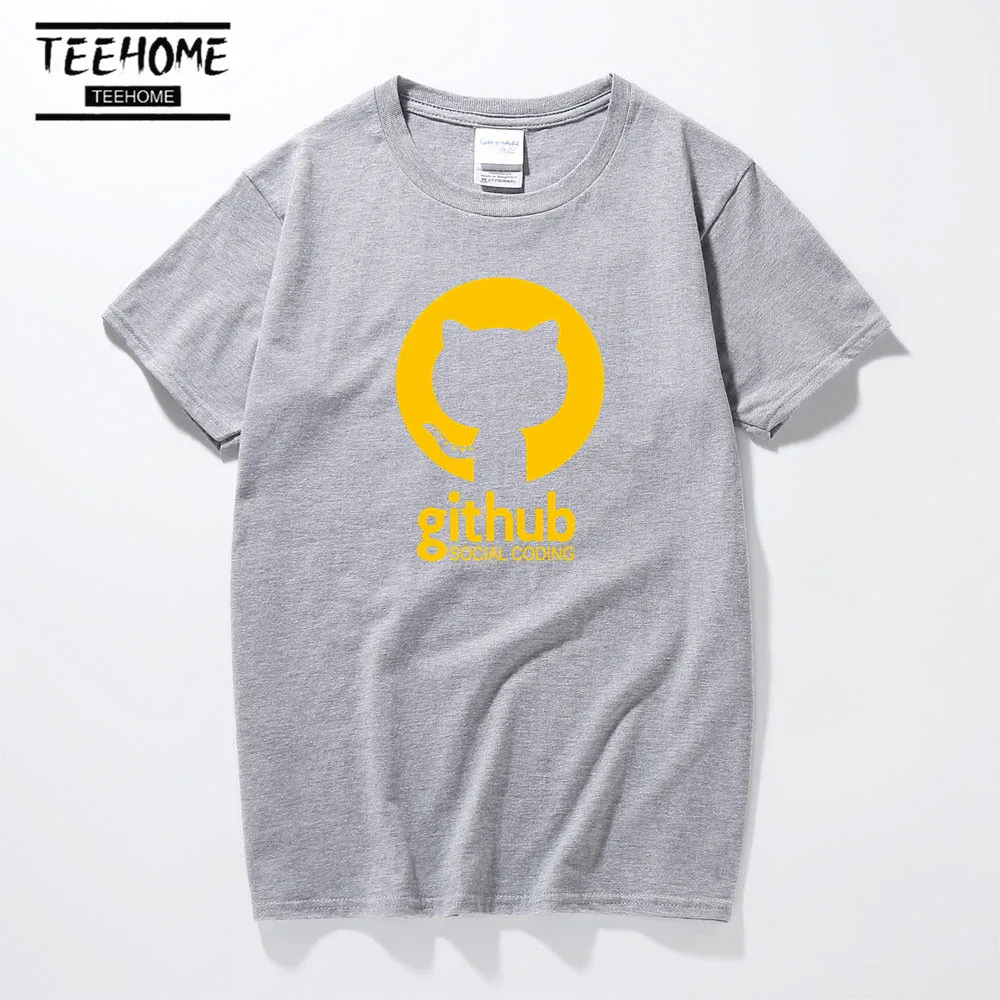 Мужская футболка с забавным принтом gitub Cat летние мягкие хлопковые футболки