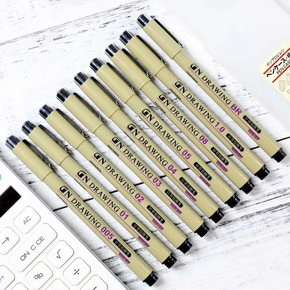 

Umitive 1pcs Pigment Liner Micron Ink Marker Pen Different Tip Black Soft Brush Drawing Painting Pen Art Markers Fineliner