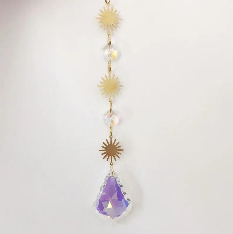 

Solstice Suncatcher - Iridescent Glass Crystal, Gold Finish Brass - Decorative Home Decor