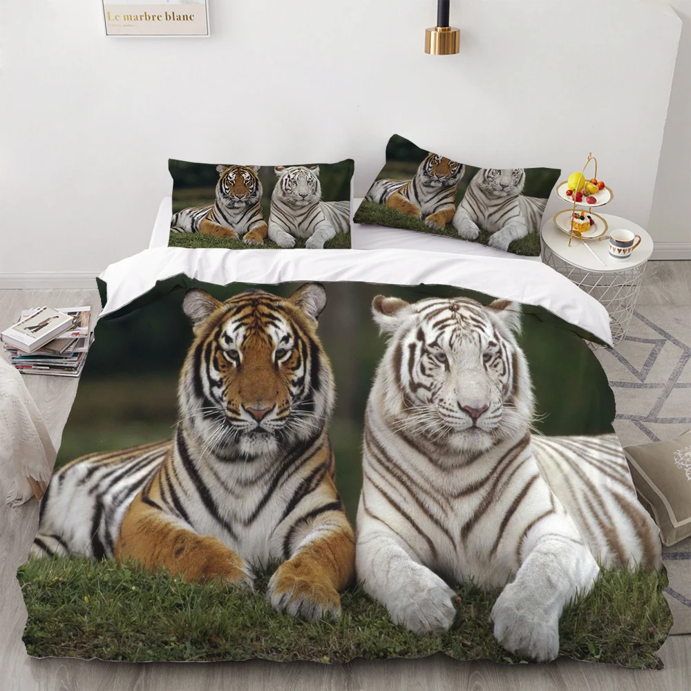 Лев комплект для кровати с принтом Тигр 3D Животные пододеяльник 2/3 шт постельного