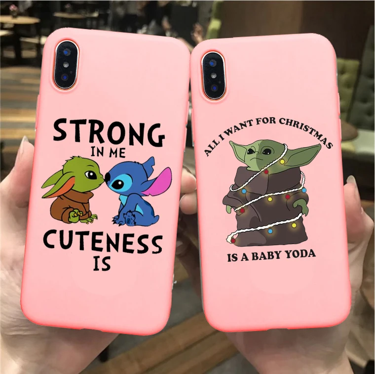Чехол для телефона Baby Yoda Stitch friend strong in me Рождественский розовый мягкий чехол iPhone 11