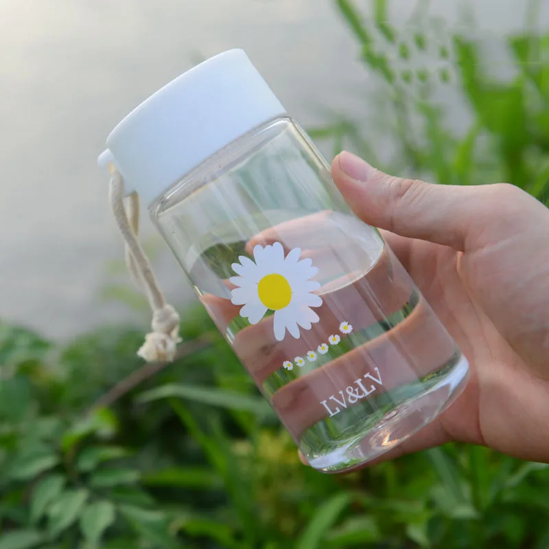 Бутылки для воды 500 мл маленькие прозрачные пластиковые маргаритки без БФА