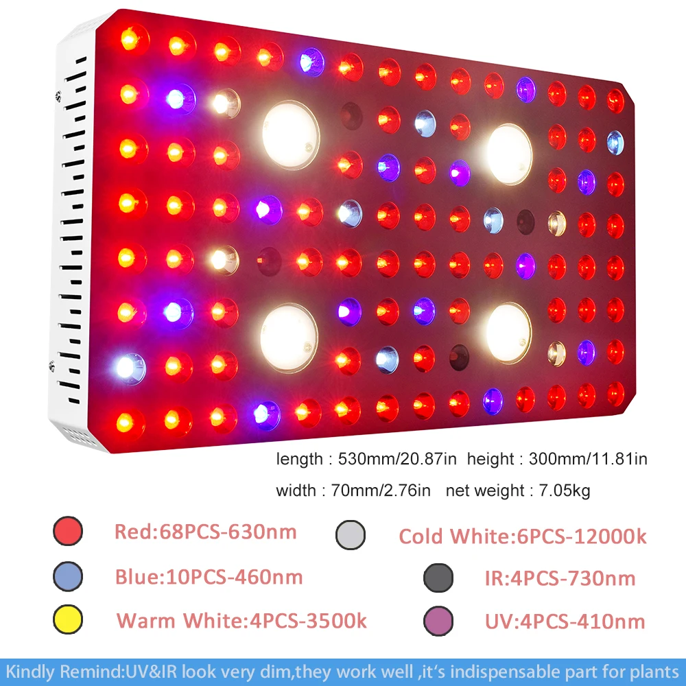 Светодиодный Grow светильник двойной Switch1000W 2000 Вт 3000 полный спектр завод для роста