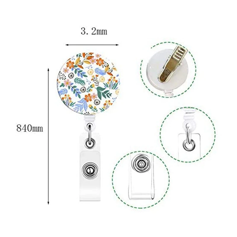 3PCS Badge Reels Retractable Flower Holder with Alligator Clip Id Name Tag Holders for Office Worker Nurses | Канцтовары для офиса