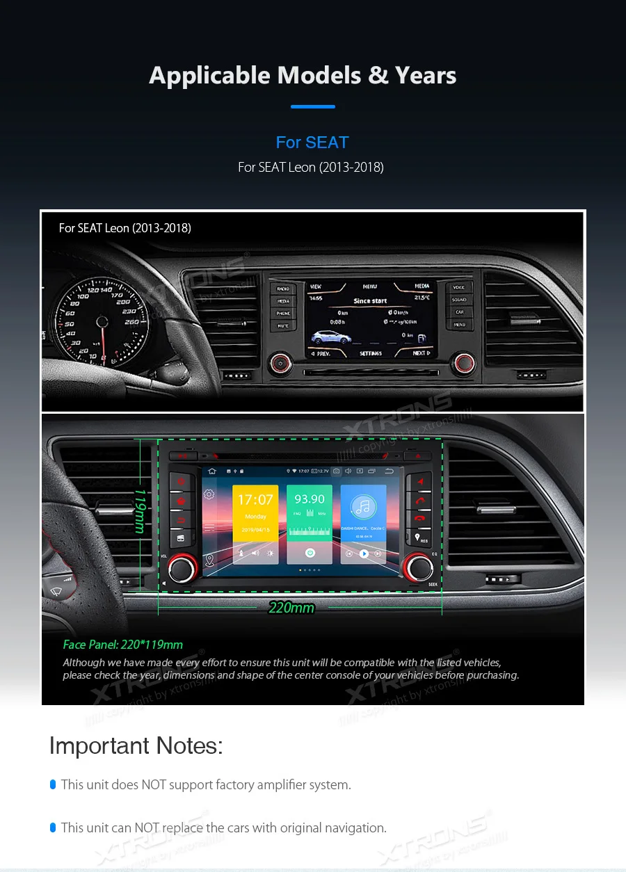 XTRONS " Android 9,0 радио автомобильный стерео умный мультимедийный dvd-плеер gps OBD wifi DVR для Seat Leon 2013