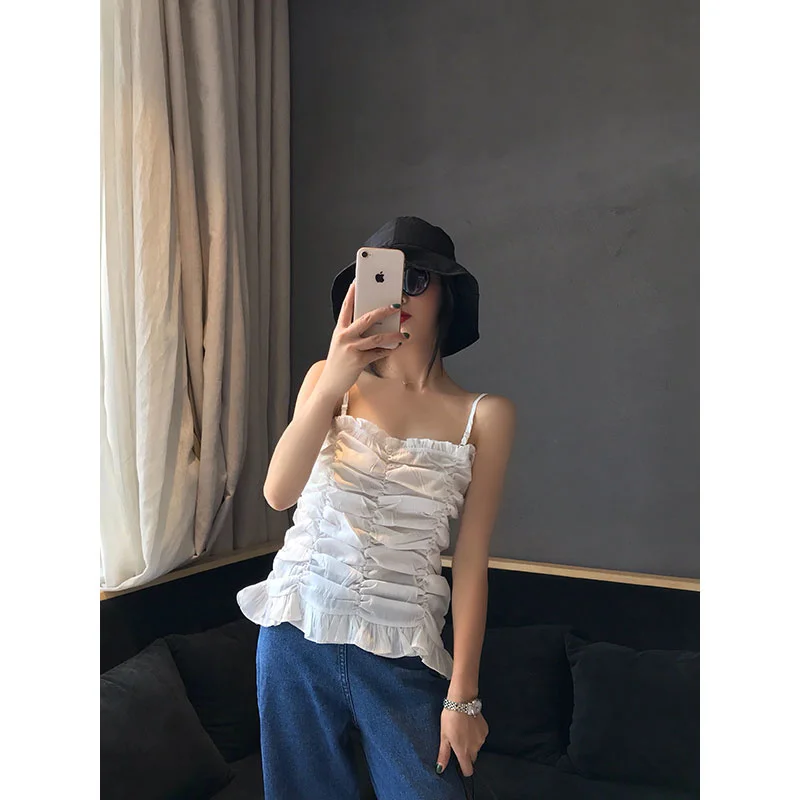 

Женская свободная кофта во французском стиле, необычная верхняя одежда с оборками на подоле, шифоновый Базовый Топ