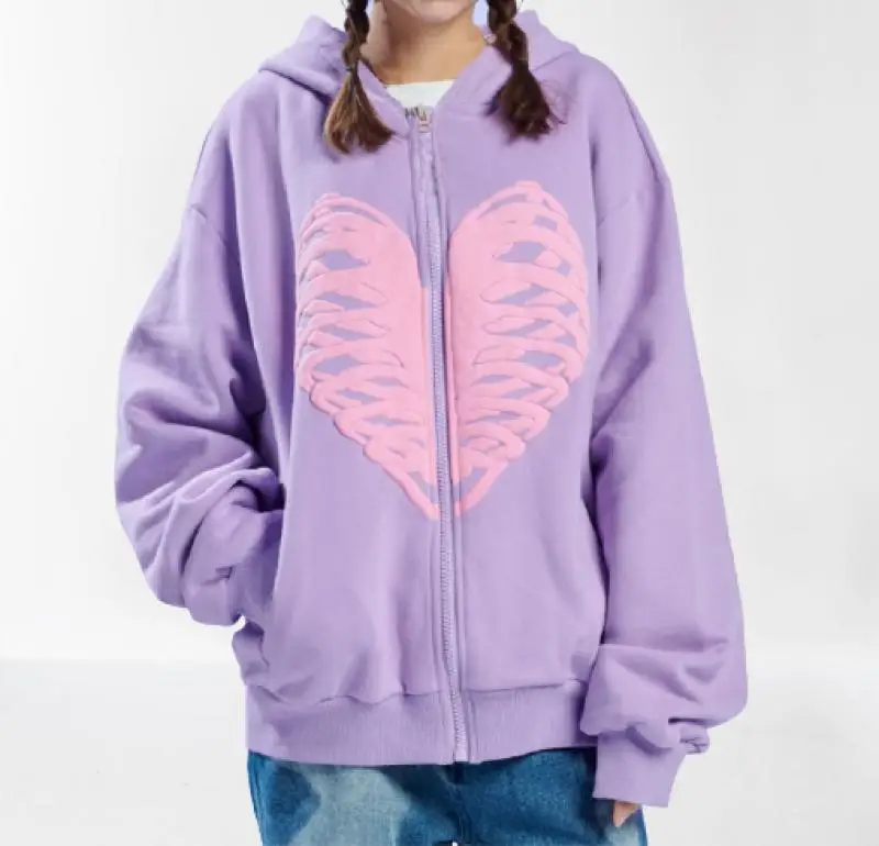 

Женская толстовка с капюшоном на молнии, в стиле оверсайз