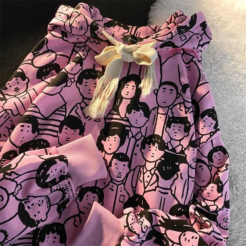 

Korean Fashion Autumn Women's Sweatshirts Creativity Oversized Hoodies Female Pullover Full Print Anime Harajuku Woman Clothes