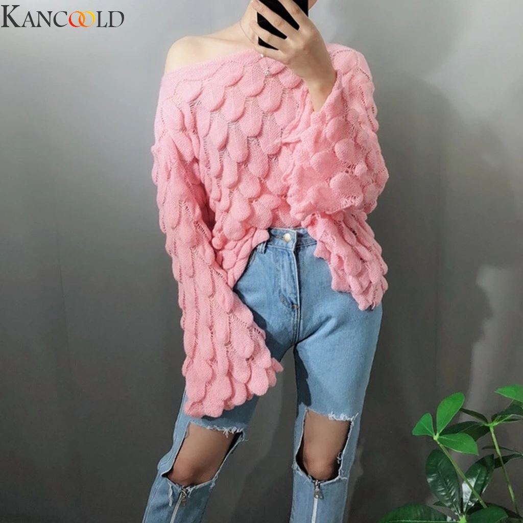 Повседневный женский свитер KANCOOLD с открытыми плечами осенне-зимний Свитер