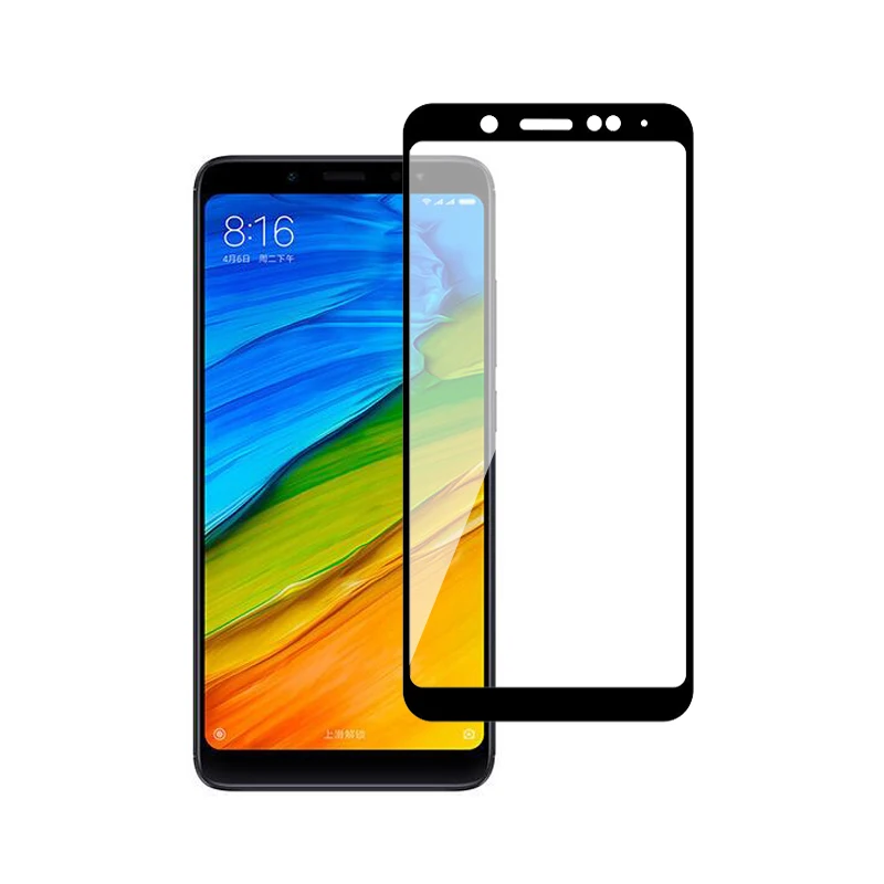 2 шт Полное покрытие из закаленного стекла для Xiaomi Redmi Note 5, Защитное стекло для экрана - Цвет: Черный