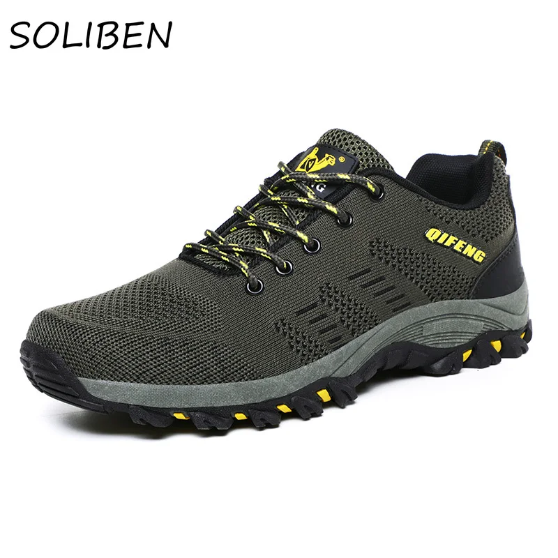 

SOLIBEN Men Outdoor Sneakers Fashion Comfortable Classics Style Men Hiking Shoes Lace Up Men Casual Shoes Hiking Shoes