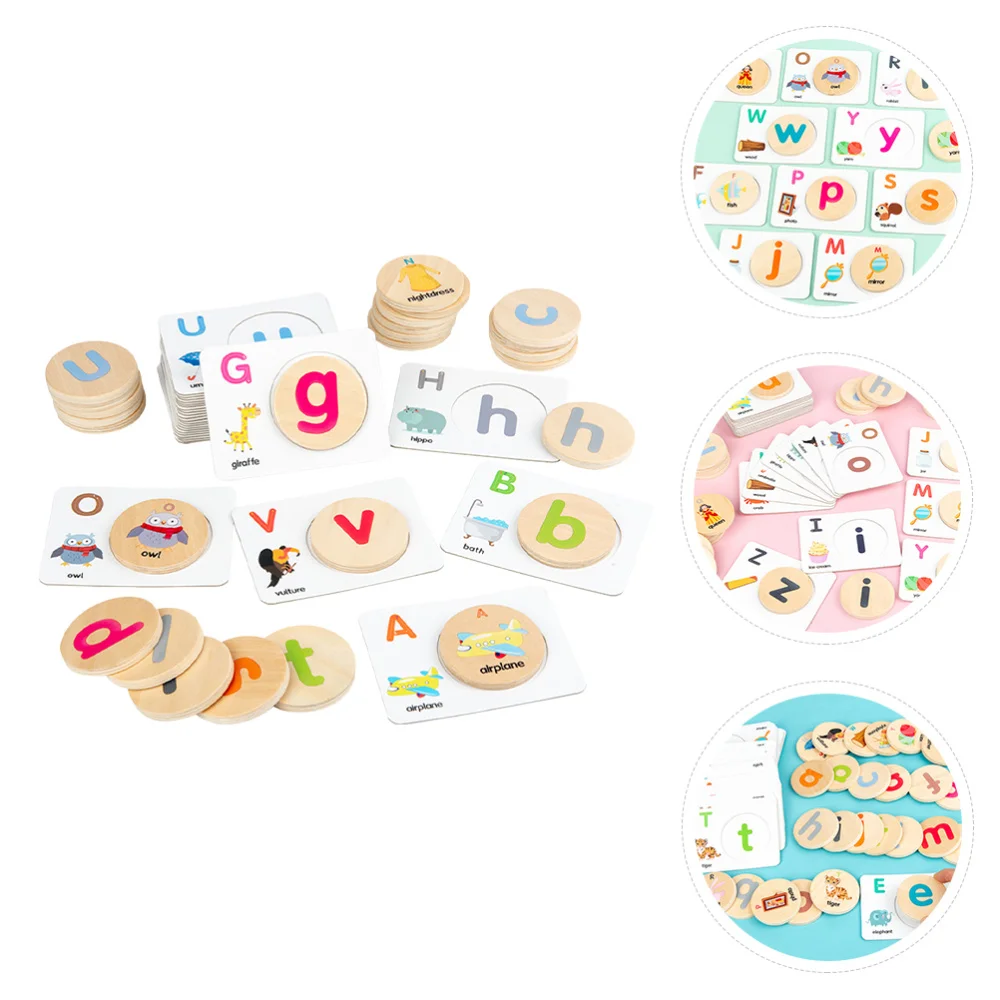 

1 Set of Wooden Children's Spelling Learning Toys Funny Matching Words Cards